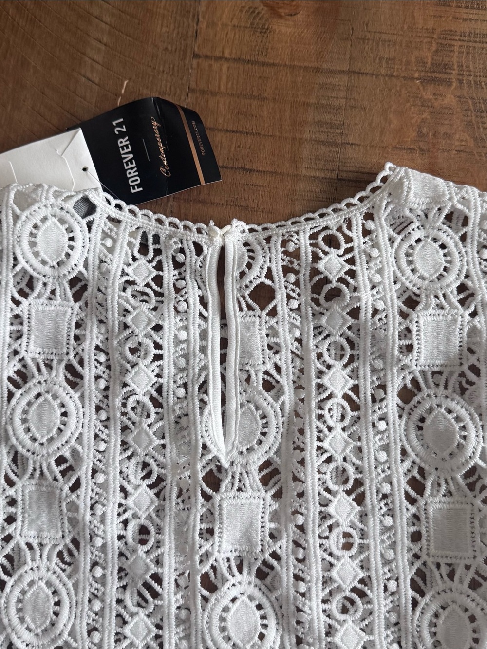 Forever 21 White Crochet Lace Bell Sleeve Blouse - Picture 5 of 7